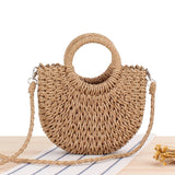 Xpoko Half-Round Woven Straw Bag, Women's Summer Crossbody Bag, Casual Beach Handbag For Holiday