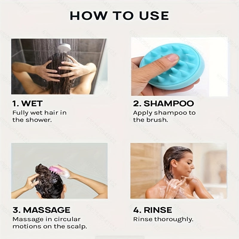 Xpoko 1pcs Professional Silicone Shampoo Brush Scalp Shower Washing Hair Massage Brush Soft Tooth Hair Brush For All Hair Types