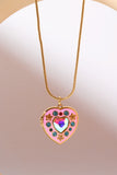 Back to school Rhinestone Decor Heart Box Pendant Necklace