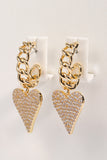 Back to school Zircon Decor Heart C-Hoop Drop Earrings