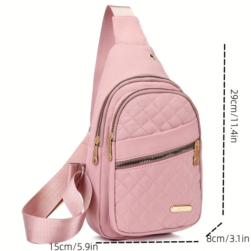 Quilted Casual Chest Bag, Lightweight Foldable Sling Bag, Portable Trendy Versatile Shoulder Bag