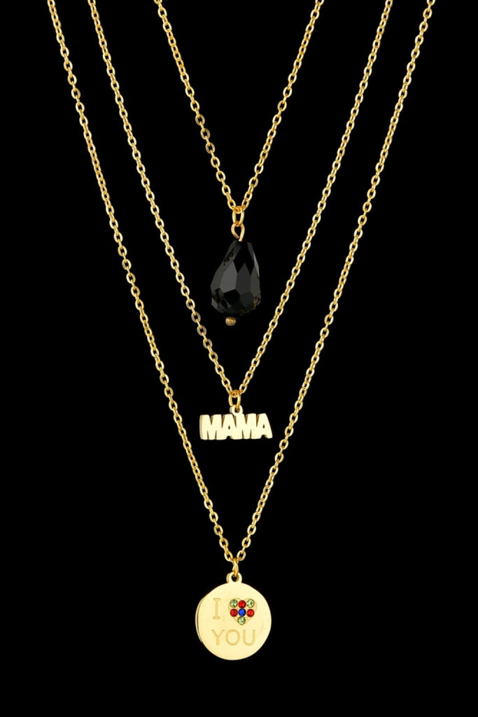 Back to school Triple-layer MAMA I LOVE YOU 18K gold-plated Pemdant Combo Deal