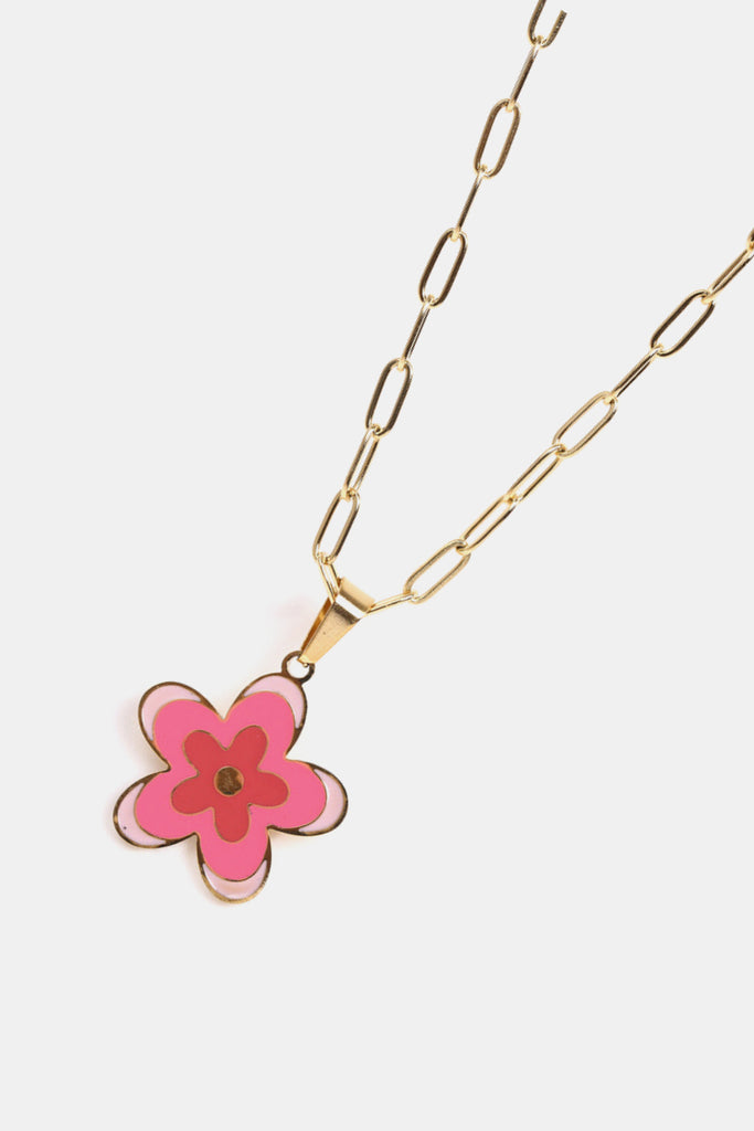 Back to school Flower Pendant Stainless Steel Necklace