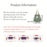 1pc Reusable Drawstring Lunch Bag, Corduroy Hand Bag,for Teenagers And Workers At School, Classroom, Canteen, Back To School, Cosmetic Bag, Storage Bag, Simple Portable Lunch Box Bag, Cute Drawstring Handbag