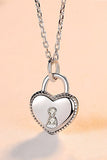 Back to school Heart Lock Pendant 925 Sterling Silver Necklace