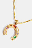 Back to school Inlaid Zircon Pendant Stainless Steel Necklace