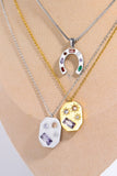 Back to school Inlaid Zircon Pendant Stainless Steel Necklace