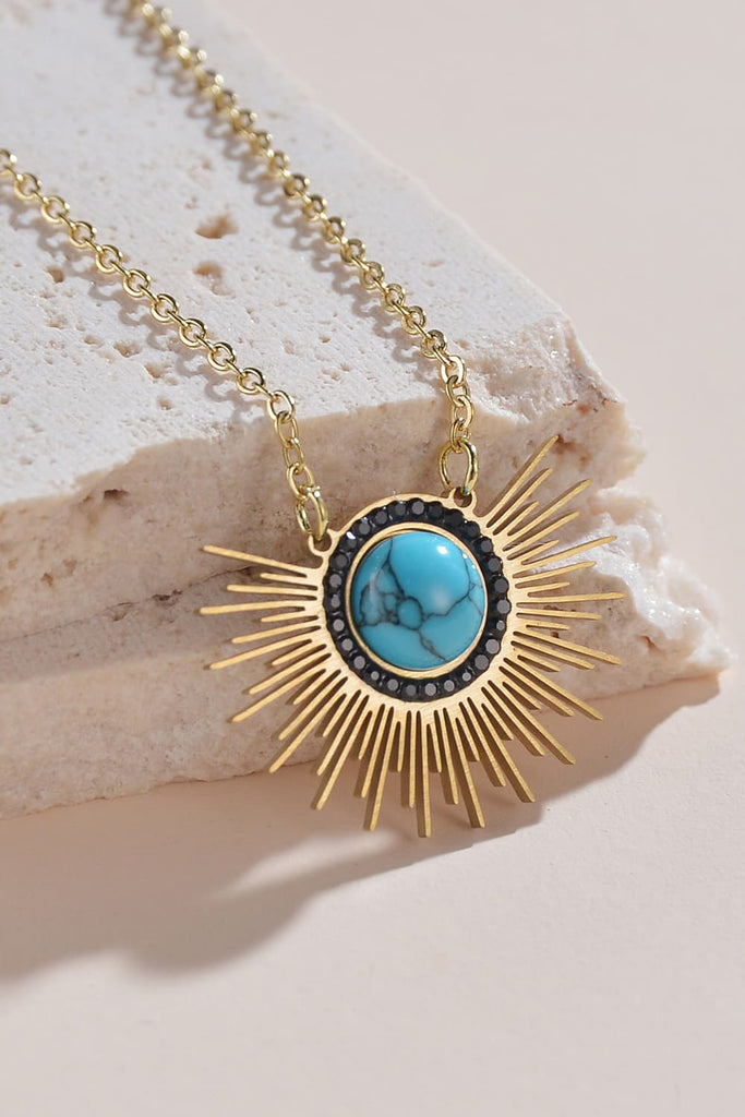 Back to school Turquoise 14K Gold Plated Pendant Necklace
