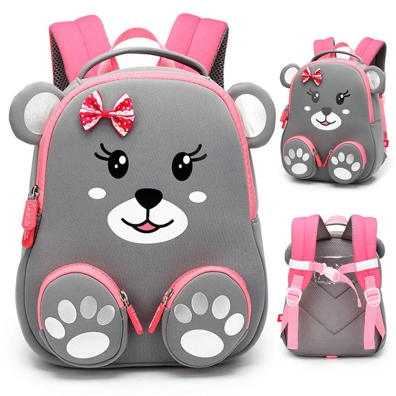Fashion Kids School Backpack for Girls 3D Lovely Bear School Bags Cute Animals Design Children Backpacks Kids Bag Escolares