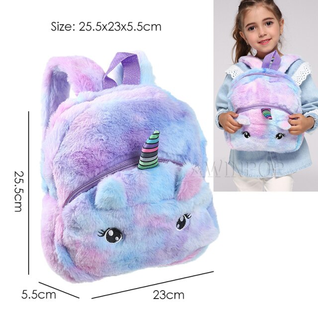 Back to school Plush School Bags for Girls Cute Cartoon Unicorn Children School Backpack for Kindergarten Toddler Backpacks Mochila Escolar
