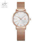 Shengke New Creative Women Watches Luxury Rosegold Quartz Ladies Watches Relogio Feminino Mesh Band Wristwatches Reloj Mujer