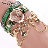 Duoya Brand Watch Women Leopard Luxury Band Bracelet Quartz Braided Winding Wrap Beige Long Chain Female WristWatch