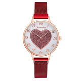 2pc/set Luxury Brand Women Watches Love Magnet Watch Buckle Fashion Casual Female Wristwatch Roman Numeral Simple Bracelet