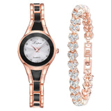 Lvpai Brand 2pcs Set Women Bracelet Watches Fashion Women Dress Ladies Wrist Watch Luxury Rose Gold Quartz Watch Set Dropshiping