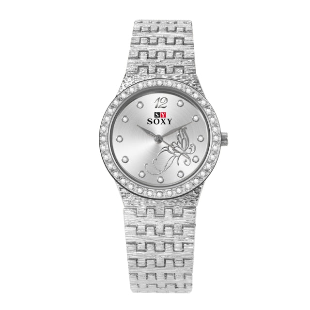 Womens Wristwatch Casual Reloj Gold/Silver Mujer bayan kol saati Women Quartz Crystal Luxury Watch Feminino Relogio Bracelet