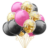 15pcs Gold And Black Metal Latex Balloons birthday party agate decorations adult Kids Air Balls Helium Globos Wedding Decor Toy