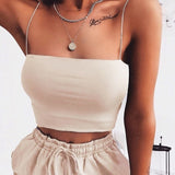 2022 New Fashion Women Spaghetti Strap Crop Top Sexy Bodycon Sleeveless Cami Tube Top Basic Plain Camisole