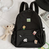 Lady Student Bear Backpack Kawaii Nylon Women Cute School Bag Girl College Badge Backpack Cartoon Book Female Bag Trendy Fashion