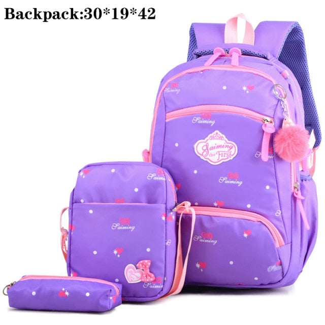 Back to school 3 Set Waterproof Schoolbag Fashion School Backpack Canvas Shoulder Bags Printing Girls School Bags Mochilas Children Kids Bag