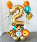 18pcs  Jungle Animal Balloons Set Chrome Metallic Latex Balloon 30inch Gold Number Globos Kids Birthday Party Baby Shower Decor
