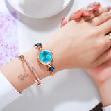 Lvpai Brand Luxury Bracelet Watches Set For Women Fashion Rhinestone Star Bracelet Watch Ladies Dress Watches New Zegarek Damski