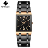 WWOOR Rose Gold Watch Women Square Quartz Waterproof Ladies Watches Top Brand Luxury Elegant Wrist Watch Female Relogio Feminino
