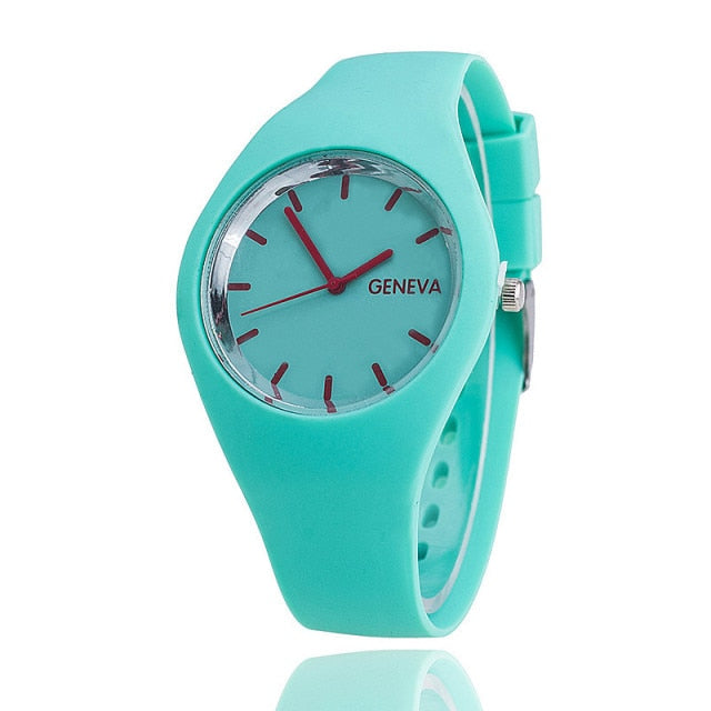 2022 Geneva Women Sport Watches Cream Color Ultra-thin Fashion Gift Silicone Strap Leisure Watch Women Women's Jelly Watches