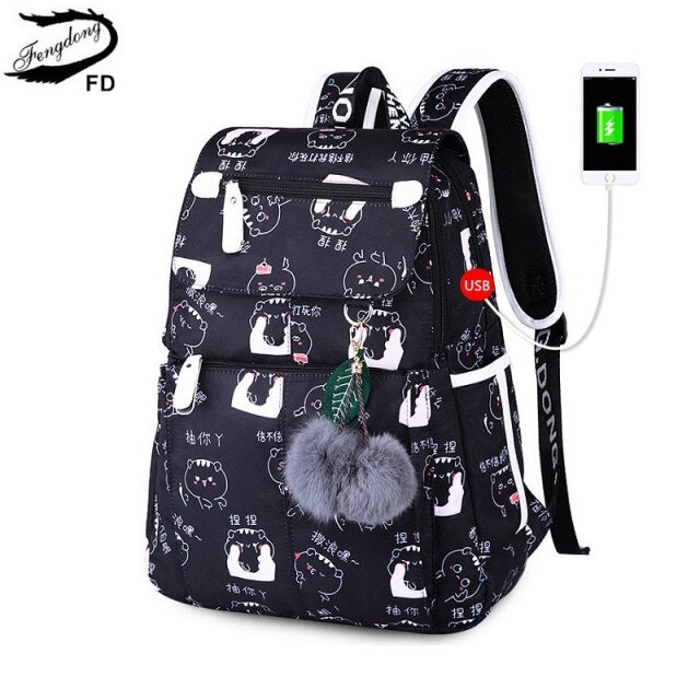 brand backpack for girls school bags female cute cat back bag backpacks for teenage girls new year girl christmas gift