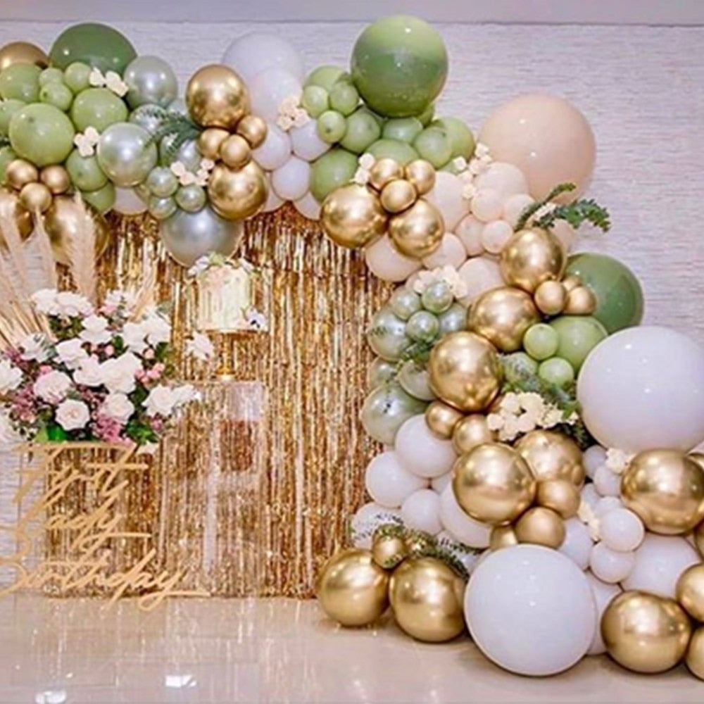116pcsMetallic Gold Global DIY Balloons Garland Arch Avocado Green  Globos Birthday Wedding Anniversary Party Decoration