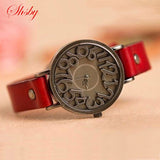 New Vintage Digital Hollow Genuine Cow Leather Strap Watches Women Dress Watches Female Quartz Watch Student Leisure Watch