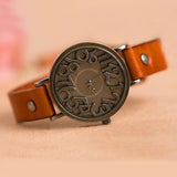 New Vintage Digital Hollow Genuine Cow Leather Strap Watches Women Dress Watches Female Quartz Watch Student Leisure Watch