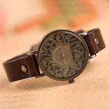 New Vintage Digital Hollow Genuine Cow Leather Strap Watches Women Dress Watches Female Quartz Watch Student Leisure Watch