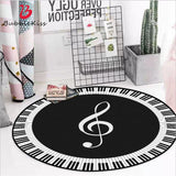 Fashion Area Rug for Living Room Black and White Music Symbol Pattern Non-slip Round Carpet Rugs for Children Rooms Floor Mat