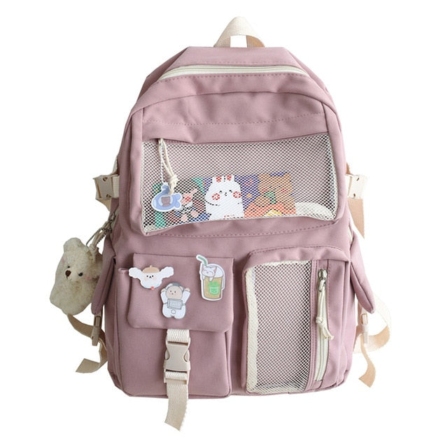 Nylon Women Backpack Fashion Waterproof Rucksack for Teen Girls School Bag Cute Student Bookbag Travel Mochila