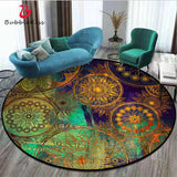 Colorful Carpets for Bedroom Green Mandala Flower Ethnic Round Carpet Carpets for Living Room 100% Polyester Mechanical Wash