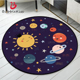 Color Cartoon Space Planet Pattern Round Carpet Rugs for Children Rooms Grey Modern Home Decor Polyester Floor Mat