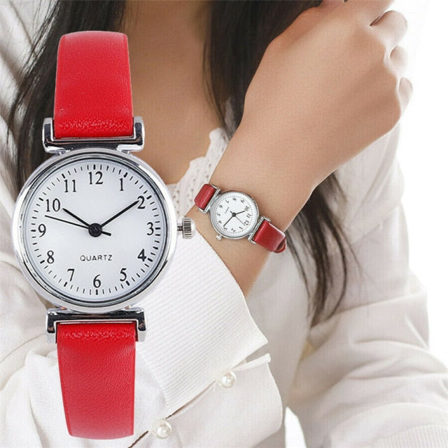 Classic Women's Casual Quartz Leather Band Strap Watch Round Analog Clock Wrist Watches