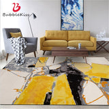 European And American Abstract Oil Painting Yellow Carpet Carpets For Living Room Non-slip And Anti-wrinkle Floor Mats  Area Rug