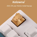 2021 Year Of The OX Theme Metal Key Cap CNC Anodic Oxidation Aluminum Keycap For Mechanical Keyboard Cherry Profile R4