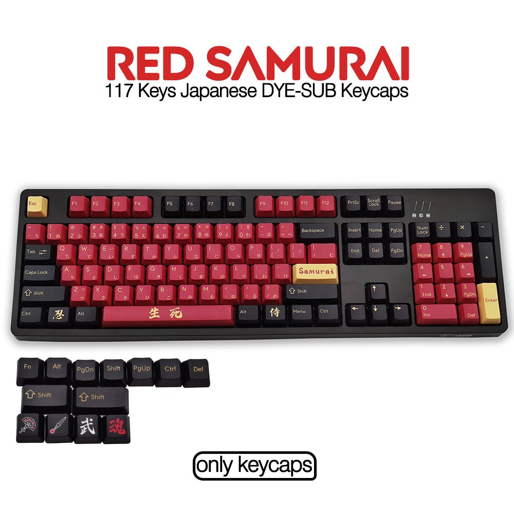 117 Keys PBT Keycap DYE-SUB OEM Profile Personalized Japanese Keycaps Suitable For Cherry MX Switch Mechanical Keyboards