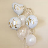 1set 18inch Round White Gold Glitter Print Mr&Mrs LOVE Foil Balloons bride to be marriage Wedding Valentine's Day Air Globos