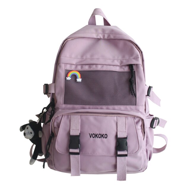 High Quality Women Student Schoolbag Travel Big Capacity Nylon Mochila Laptop Backpack Girl Black for Teenager Bagpack