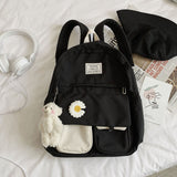 Xpoko School Bags for Teenage Girls Backpack School Women Nylon Bookbags Soft Solid Panelled Flowers Student Schoolbag