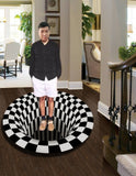 2022 New 3D Round Carpet Vortex Illusion Rug Black&amp;White Stereo Vision Mat Living Room Carpet Bedroom Decor Area Rug