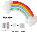 26pcs/set DIY Magic Ball Christmas Birthday Decor Children Birthday Gift Accessories Decoration Rainbow Band Balloon Set