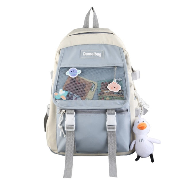 Kawaii Nylon Women Backpack Fashion Waterproof Rucksack for Teen Girls School Bag Cute Student Bookbag Travel Mochila