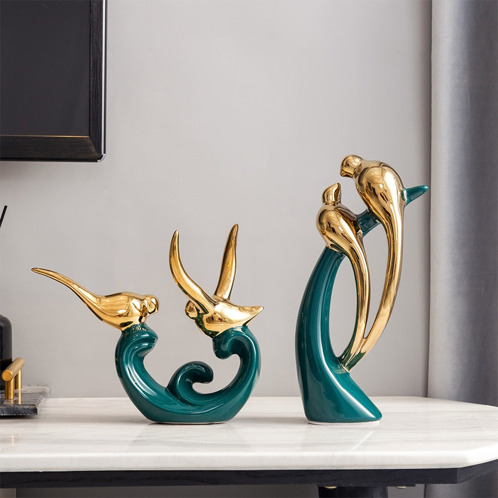 Light Luxury Magpie Decorative Sculpture Ceramic Animal Statue Mascot Modern Home Decor Living Room Office Decor Accessories