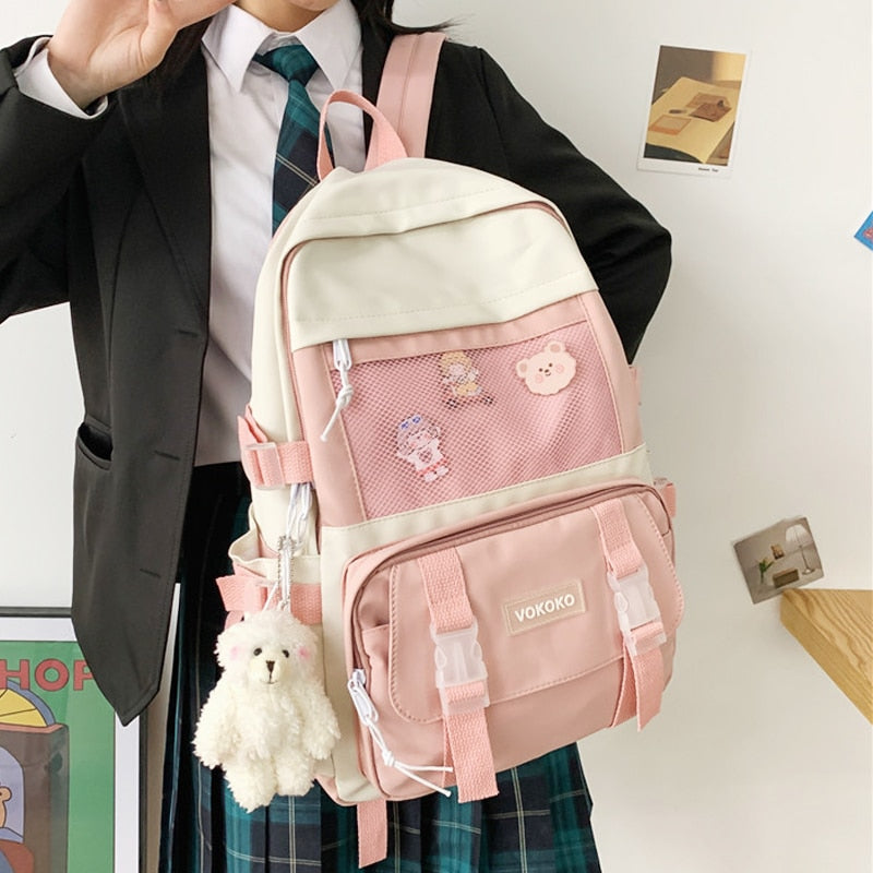 Fashion Female Women Backpack Nylon Kawai Rucksack Cute Student School Bag Teenage Girls Casual Bookbag Mochilas