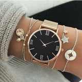 Women Watches Luxury Rose Gold Dial Top Brand Steel Watchband Dress Quartz Watch Roman Numerals Female Clock Zegarek Damski