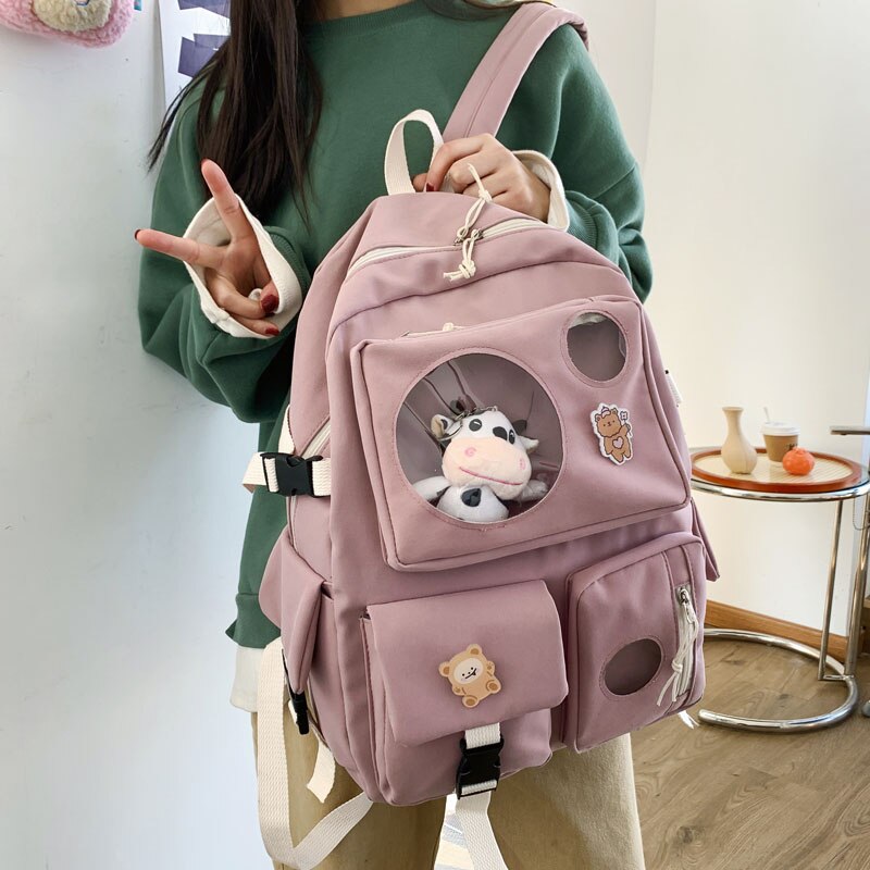 Back to school New Lovely Woman Backpack High Quality Waterproof Nylon School Bag For Teen Girls College Bookbag Student Backpack Bag